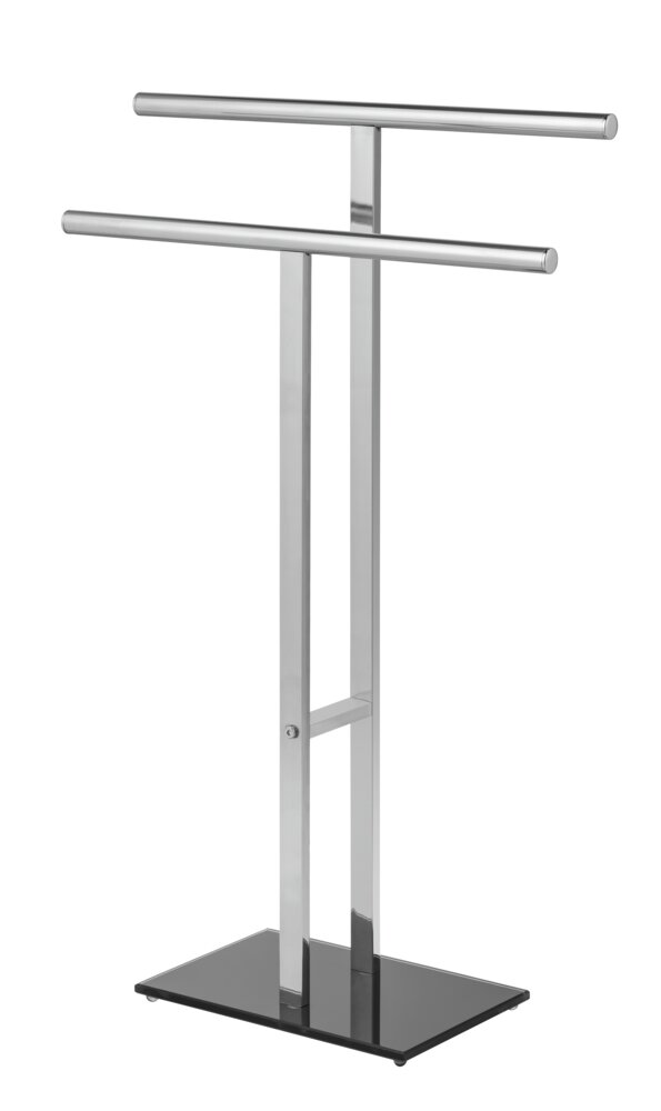 Stand Handtuchhalter T-Form Mod. Lava  Glänzender Edelstahl mit schwerer Glasplatte