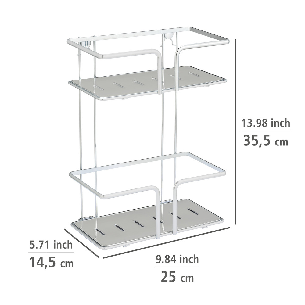 Edelstahl Wandregal Mod. Termoli 2 Etagen  Extra tiefe Körbe für Shampoo- und Duschgelflaschen