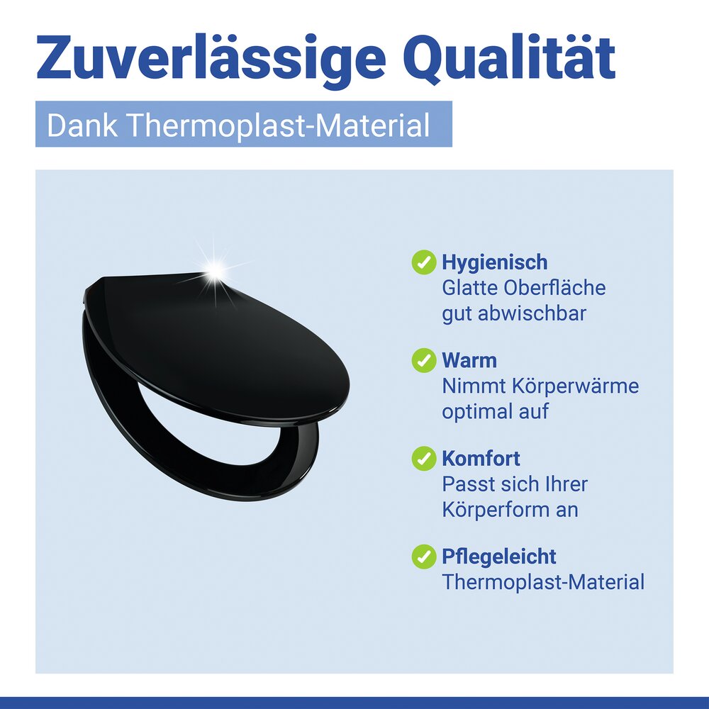 WC Sitz Mod. Kos Schwarz  Toilettendeckel mit Absenkautomatik