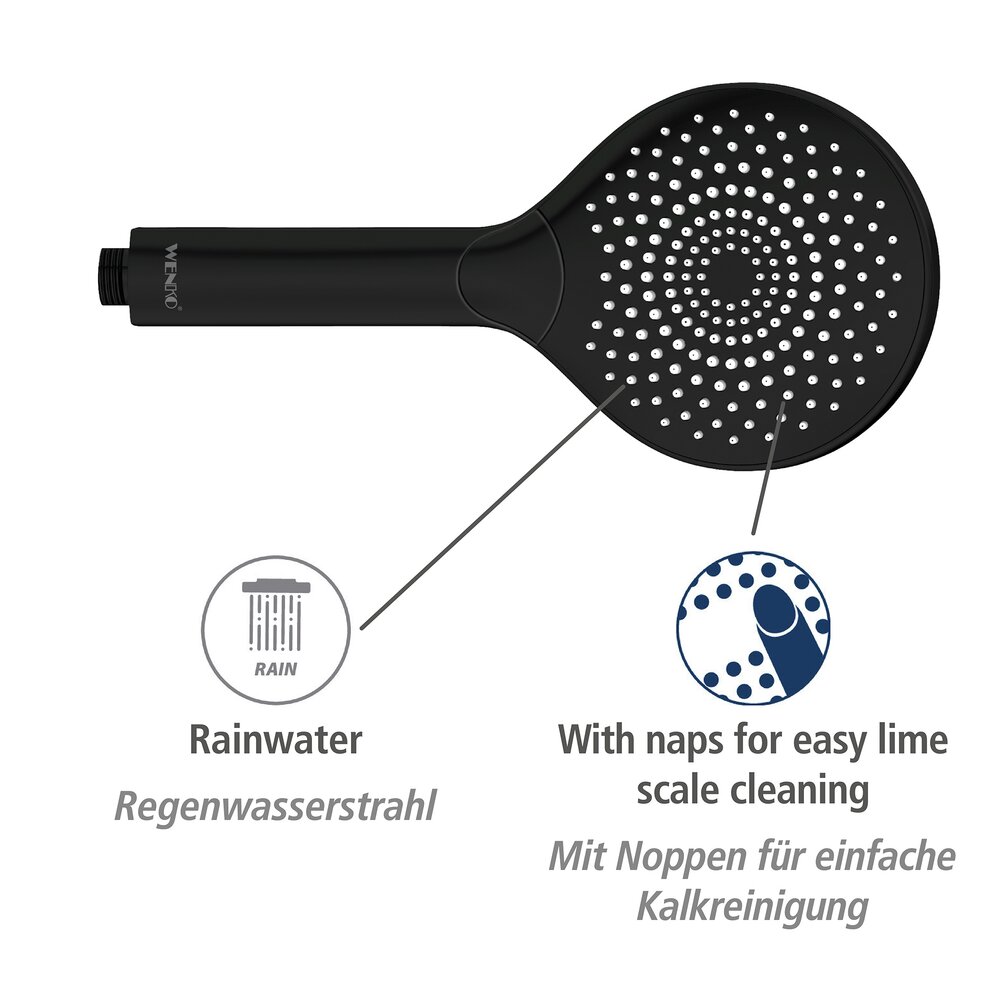 Duschkopf Watersaving Schwarz matt  Ø 12 cm
