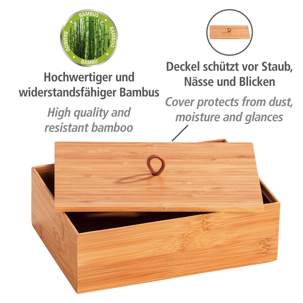 Bambus Box Mod. Terra L mit Deckel  mit praktischer Schlaufe