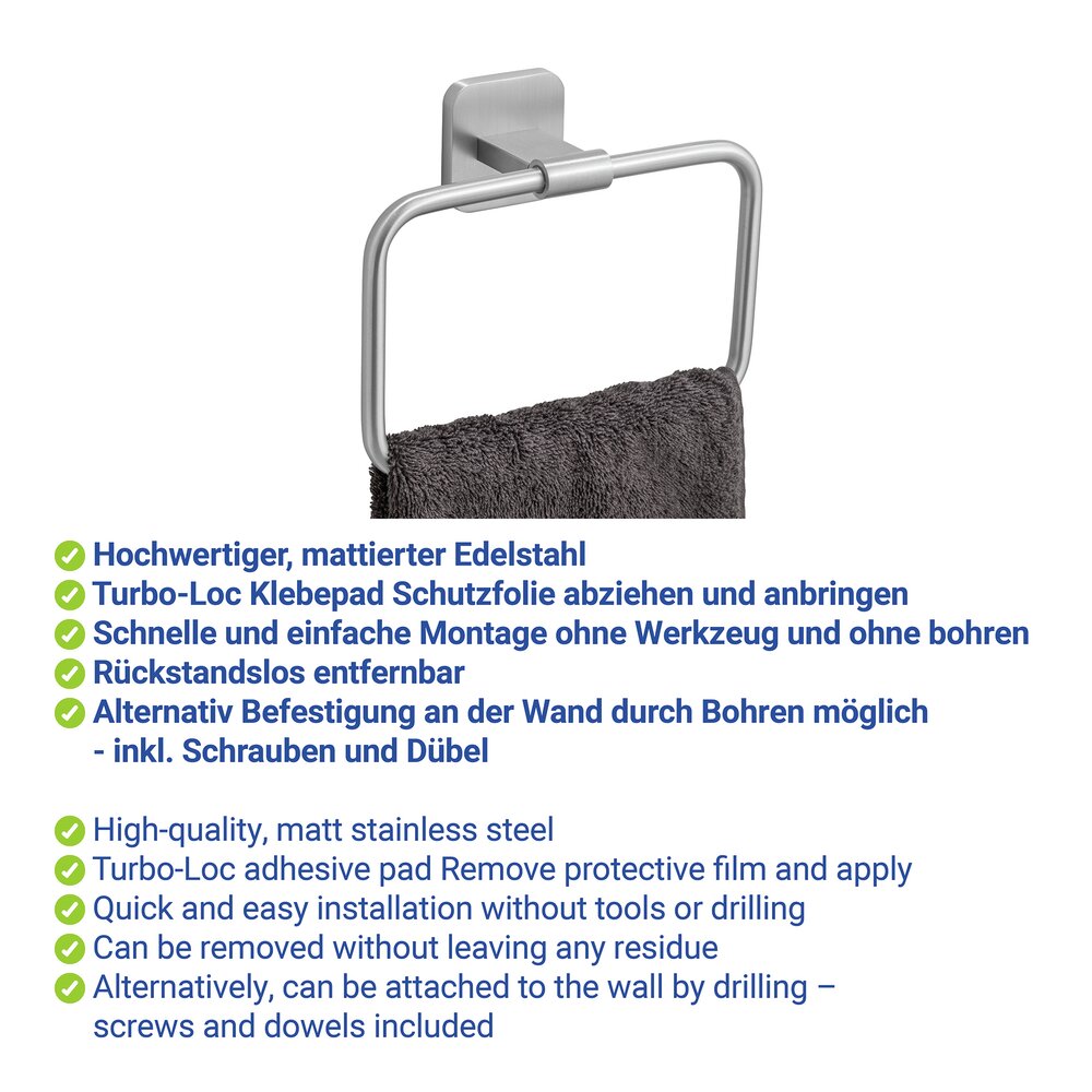 Turbo-Loc® Handtuchring Mod. Porto Matt  Befestigen ohne Bohren