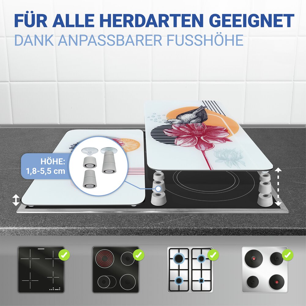 Fornuis Afdekplaten Universal Mod. Vogelgekwetter, set van 2