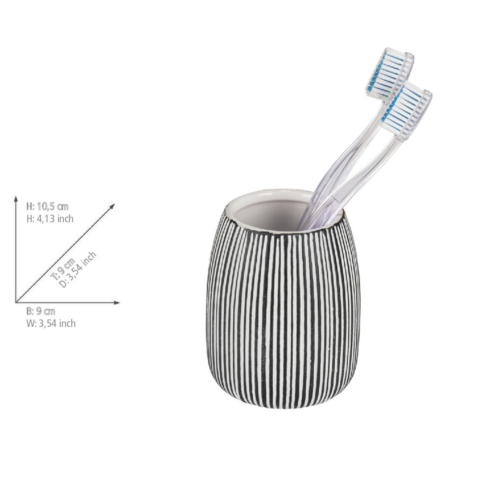 Seifenspender Set Mod. Pascoli, schwarz/weiß, Keramik, 2-tlg, 0.5L  streifenmuster, modernes design