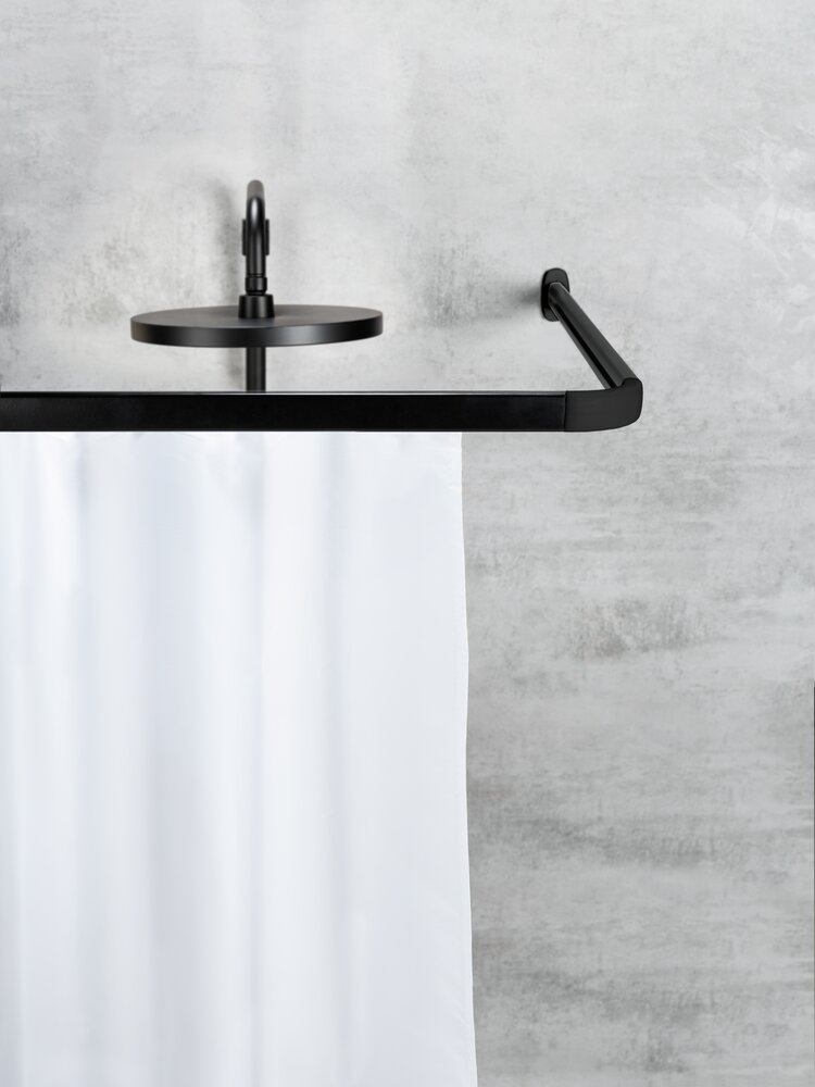 Winkelschiene Mod. JETE Schwarz  inkl. 16 Vorhanggleiter