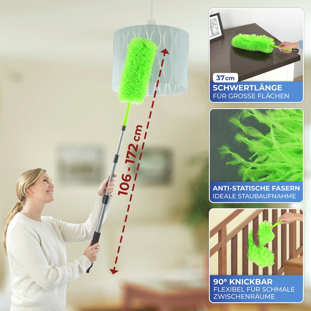 Mikrofaser-Staubwedel + Teleskopstiel  ausziehbar von 56 - 122 cm