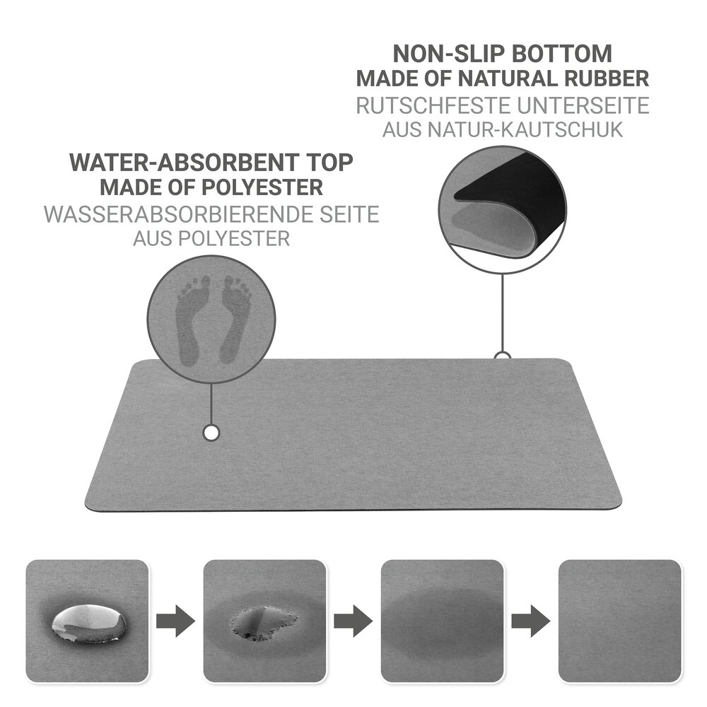 Badematte Universal, grau, Polyester, 40x60 cm  schnelltrocknend und rutschfest