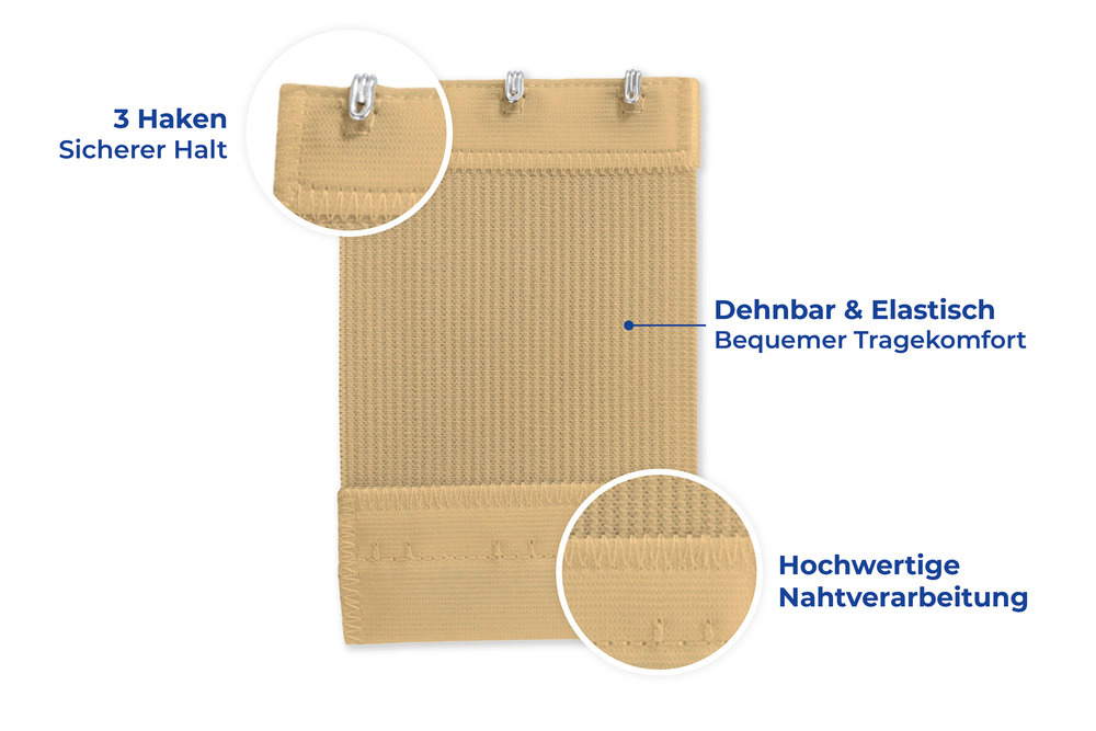 BH-Erweiterung Hautfarben 5,5 x 8 cm, 4er Set  erweitert BH um bis zu 9 cm