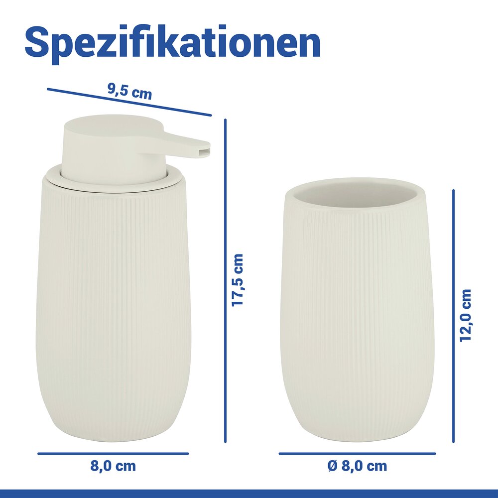 Bad-Accessoire Set Mod. Fablo Creme, 2-teilig  aus hochwertiger Keramik