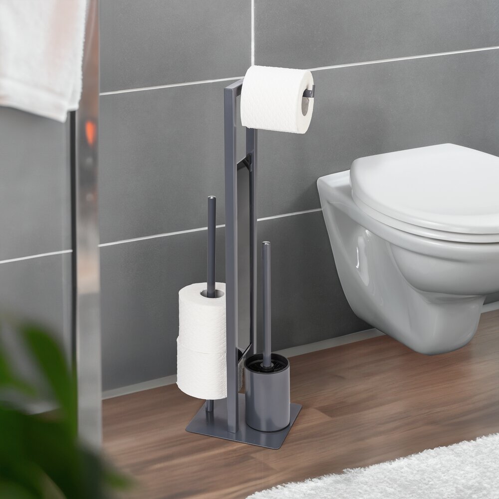 Combiné WC Rivalta, gris  Plaque en verre de sécurité