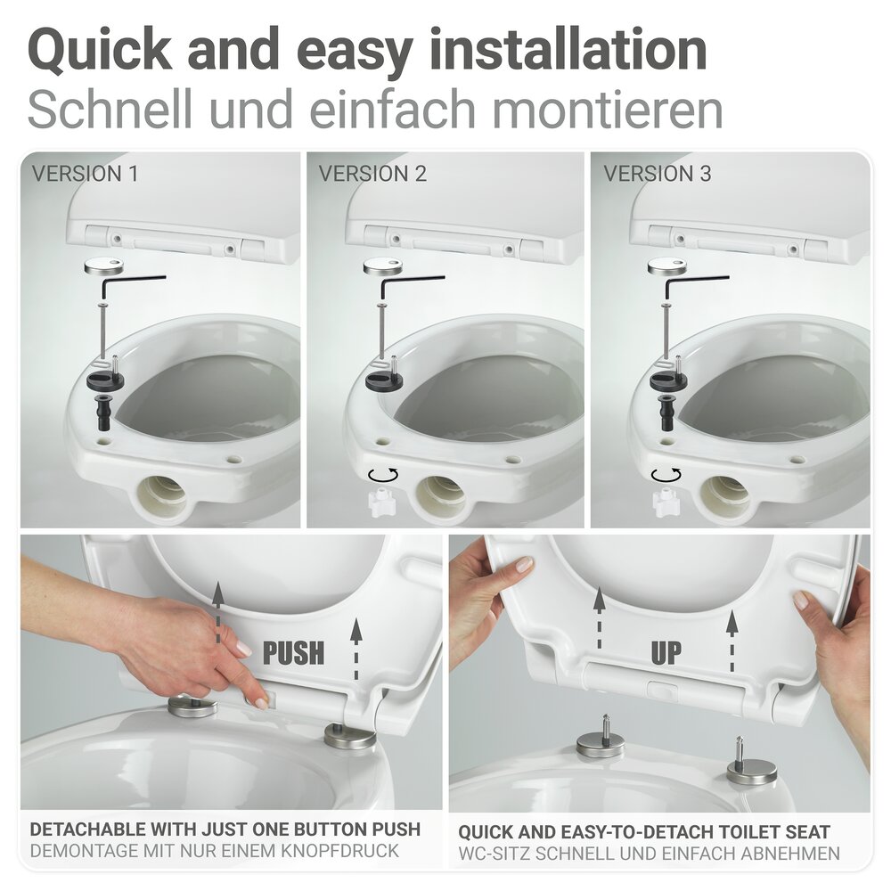 Siège WC Mod. Menin, multicolore, plastique thermodurci, 38x44,5 cm  fermeture douce easy-close