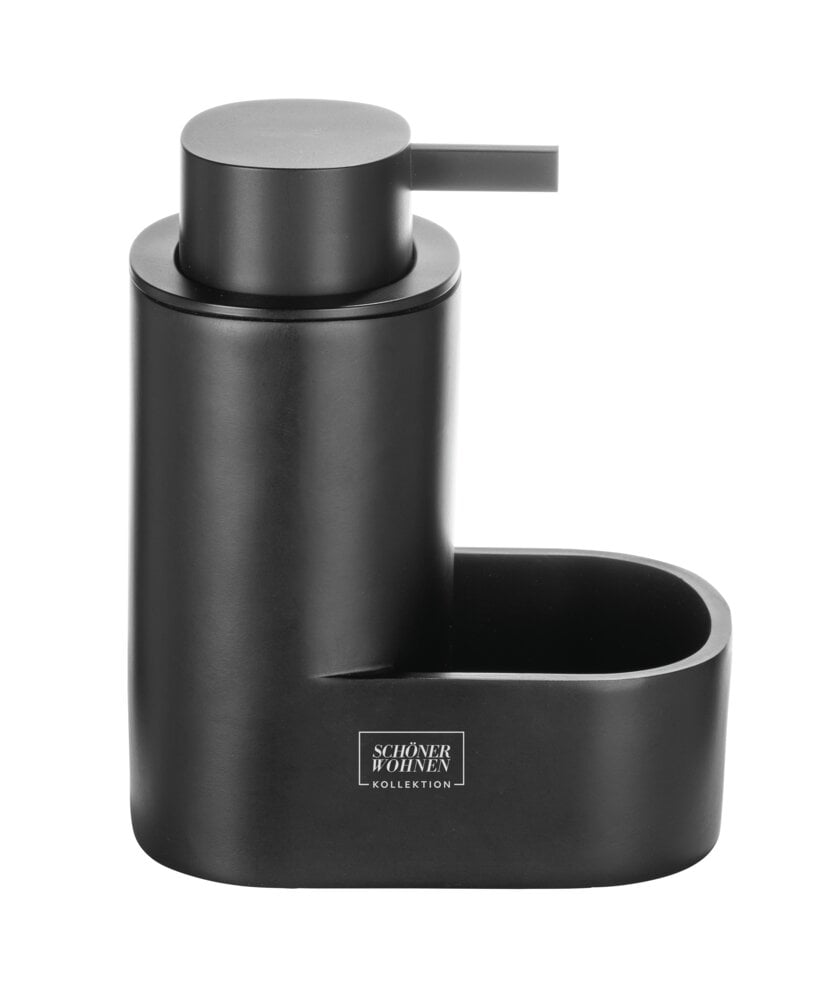 Seifenspender Mod. SHILA, schwarz, Kunststoff, 0,4l, 12,5x15,5x9 cm mit Schwammablage für Küche