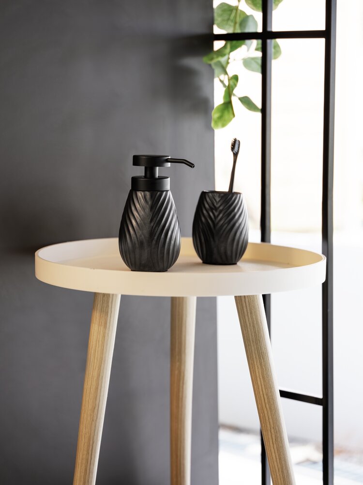 Distributeur de savon céramique Idro Anthracite  structure de lignes audacieuses