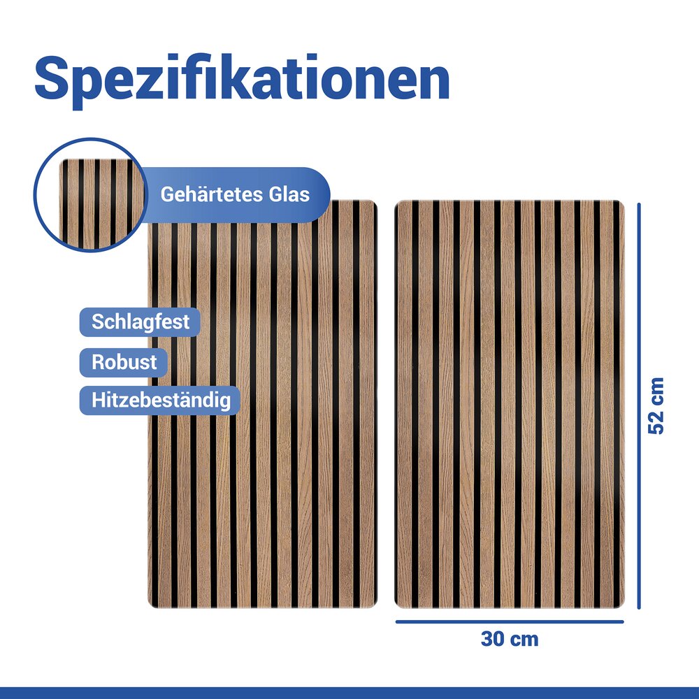 Fornuis Afdekplaten Mod. Hout, set van 2