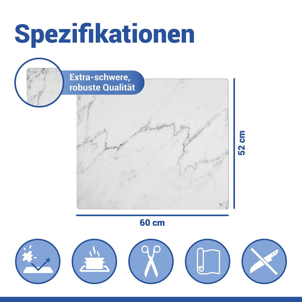 Tapis de protection Mod. Marbre 60 x 52 cm  tapis résistant à la chaleur pour plaques de cuisson