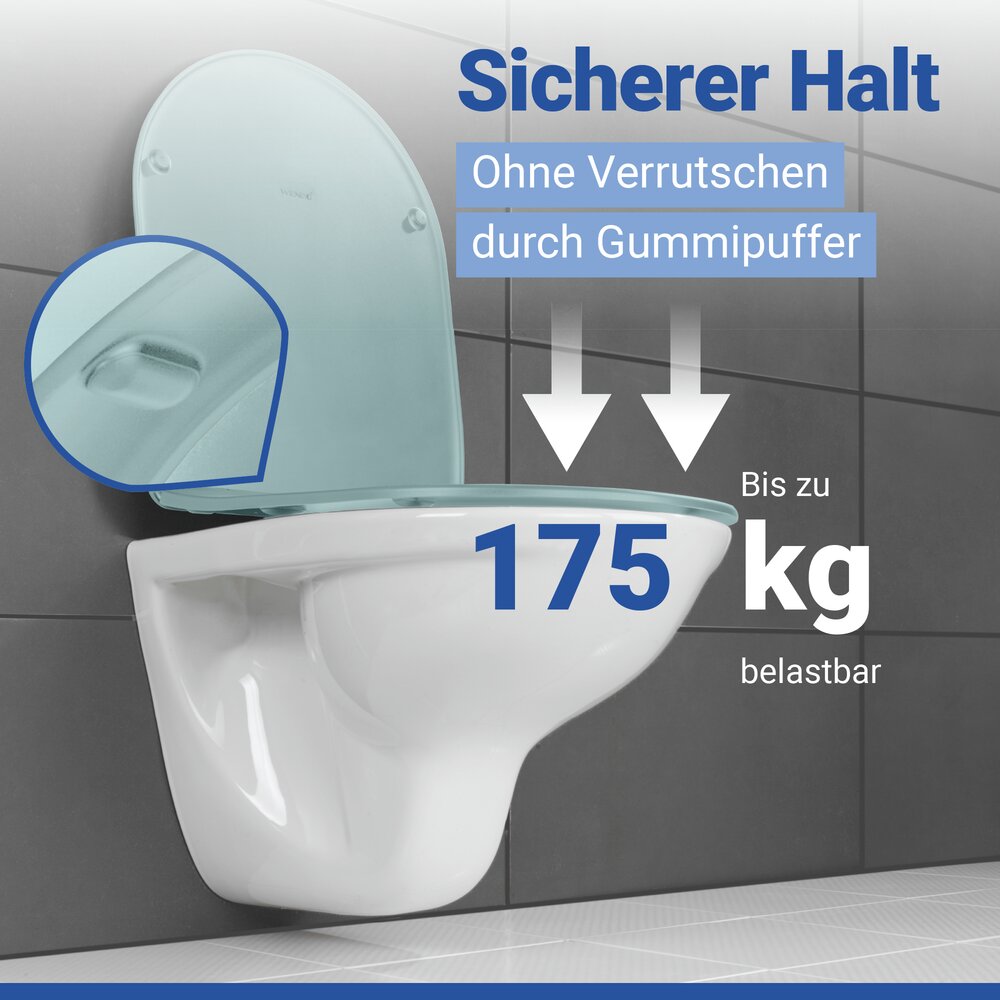 WC Sitz Mod. Galati Blaugrau matt  Toilettendeckel in D-Form mit Absenkautomatik