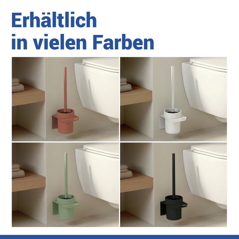 Turbo-Loc® WC-Garnitur Mod. Lizan Braun  mit Silikon-Bürstenkopf, Befestigen ohne Bohren