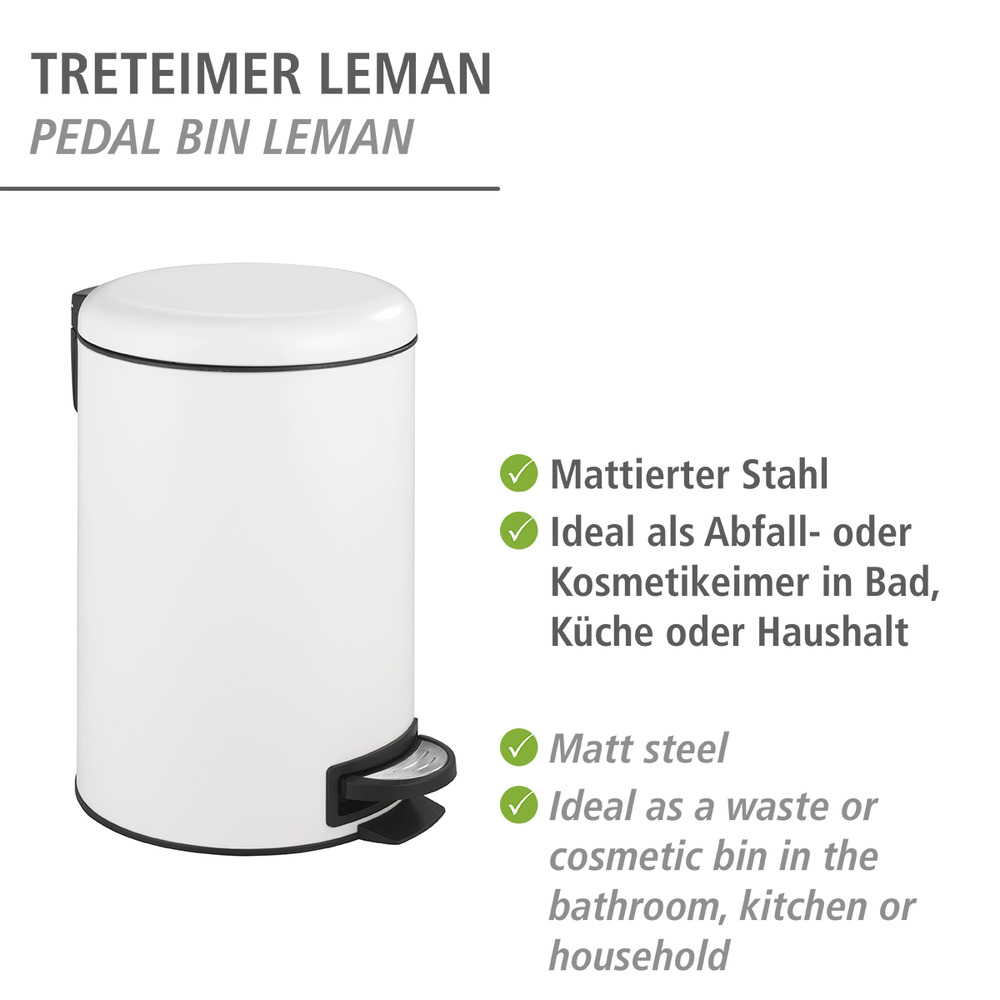 Treteimer Mod. Leman Easy Close Wei  12 Liter