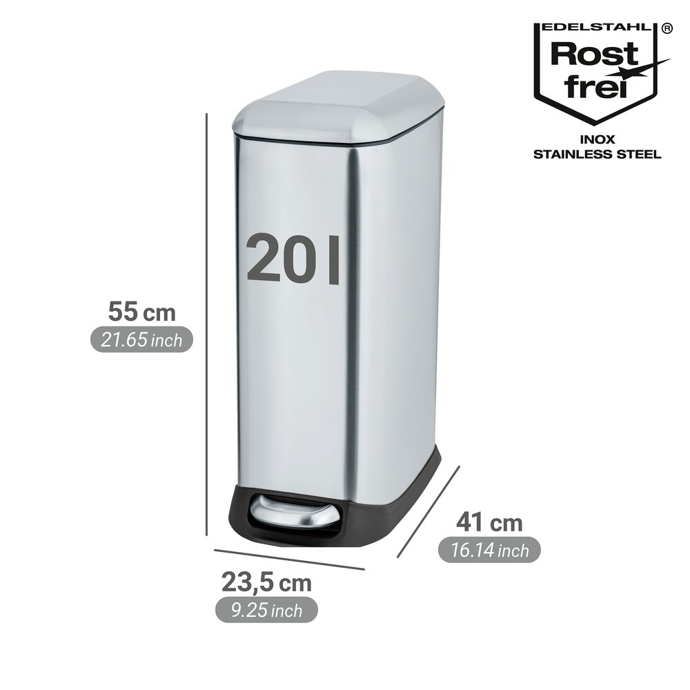 Treteimer Mod. Design 20 L, Easy-Close, Edelstahl  mit herausnehmbarem Einsatz