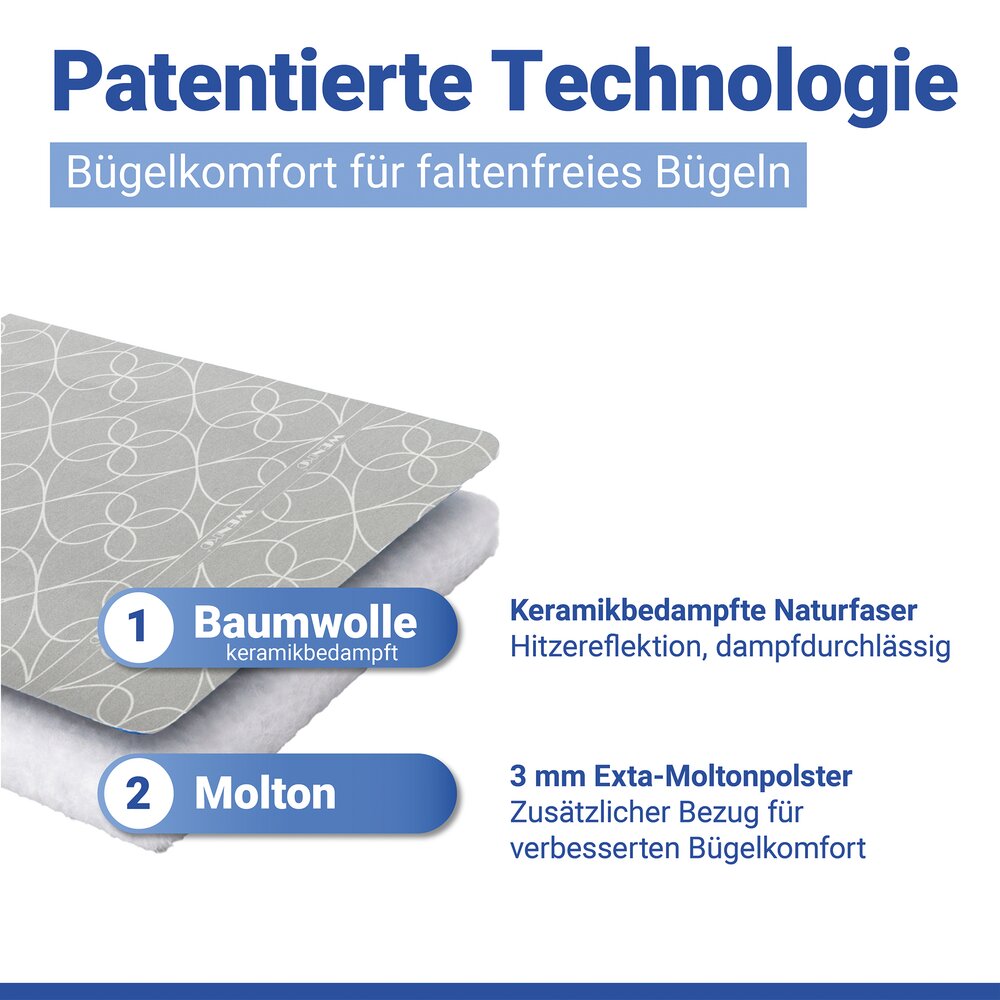 Bügelbrettbezug Mod. Keramik M, Kreise  passend bis 131 x 45 cm, bis zu 70 % Zeitersparnis