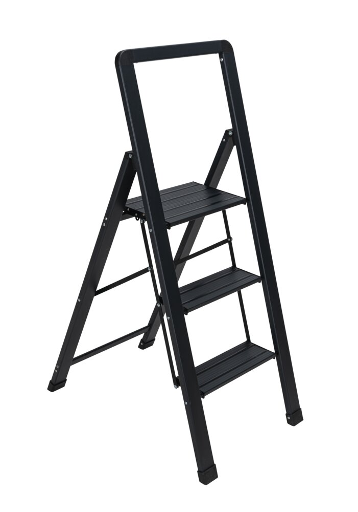 Alu-Smart Klapptrittleiter 3-stufig Schwarz  rutschsichere Stufen