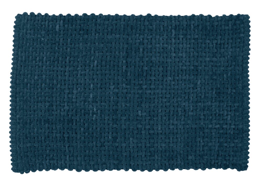 Tapis de bain Mod. Covelo, bleu foncé, polyester, coton, 50x80 cm  antidérapant, lavable à 30°C