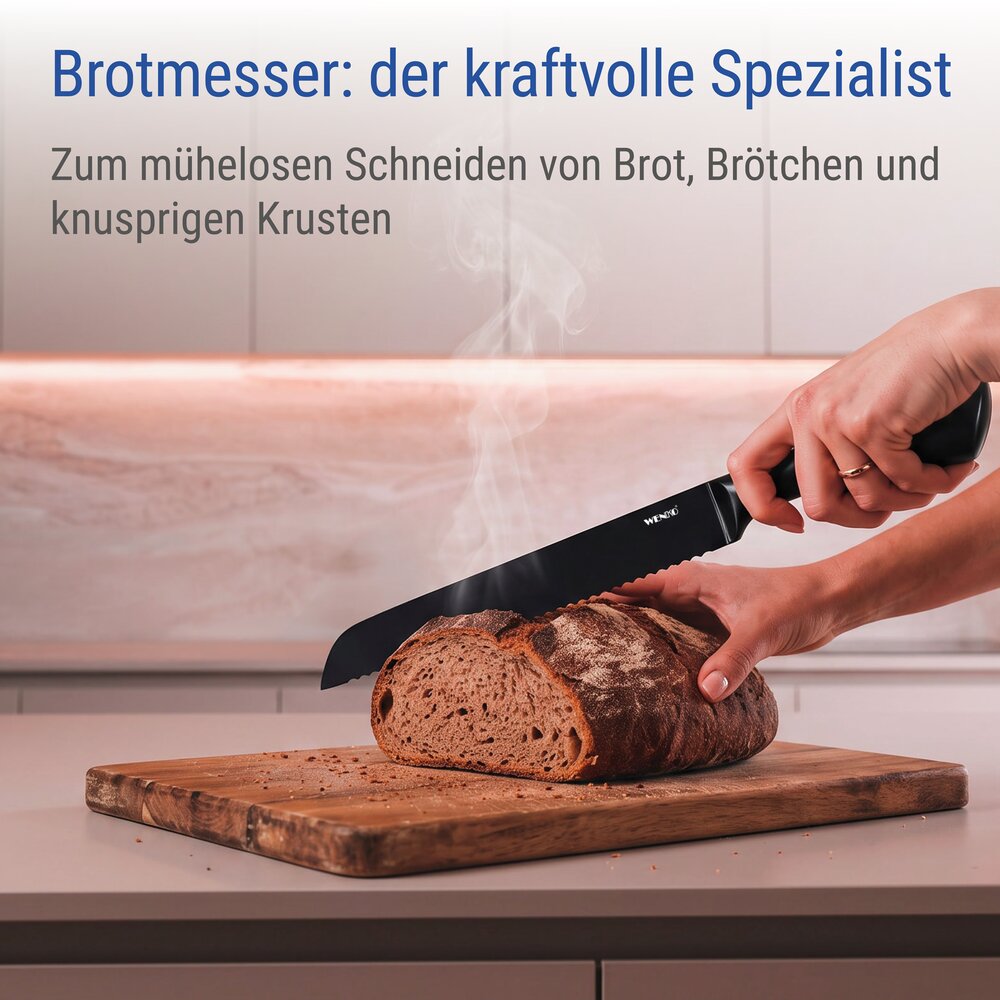 Couteau à pain Mod. Ace, noir  couteaux de cuisine en acier inoxydable
