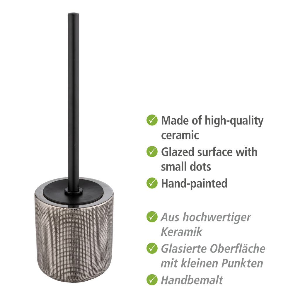 Keramik WC-Garnitur Rivara Silber  WC-Bürstenhalter, handbemalt