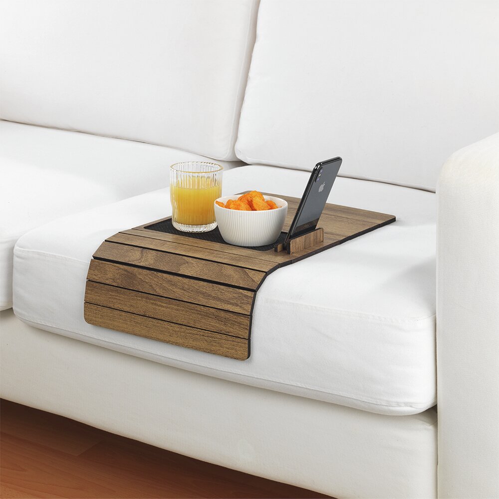 Plateau Porte-Gobelet Canapé Silicone – Organisateur TV Télécommande Snacks Boissons Téléphone – Support 360° Rotatif (Blanc)