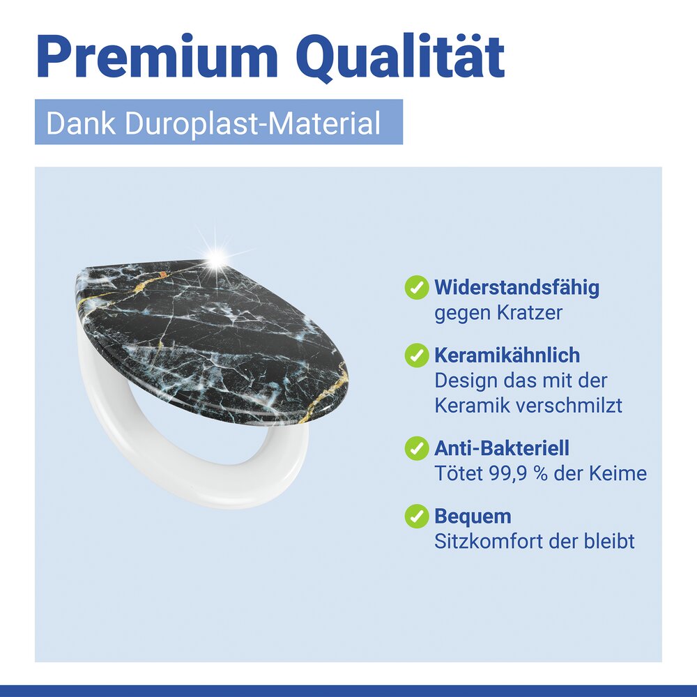 Abattant WC Mod. Black Marble  siège de WC avec frein de chute