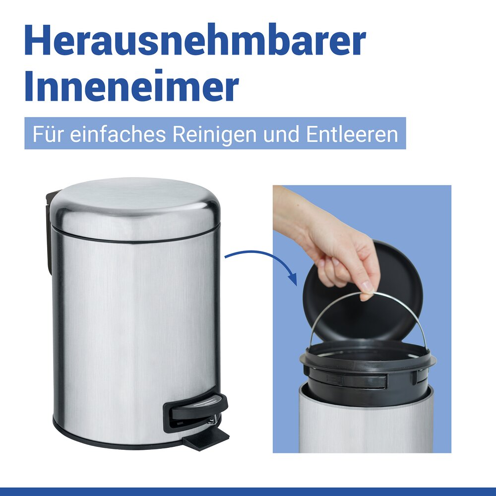 Treteimer Mod. Leman, Edelstahl matt 3 ltr.  Edelstahl, 3 Liter
