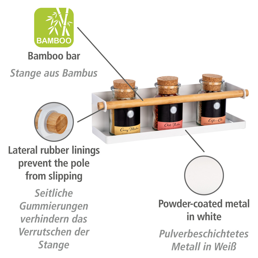 Gewürzregal Mod. Magna Weiß  Befestigen ohne Bohren