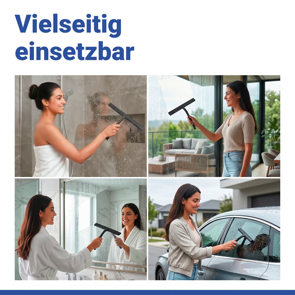 Badabzieher Mod. Agana, schwarz, Silikon, Edelstahl, magnetisch  mit magnetischer Wandhalterung