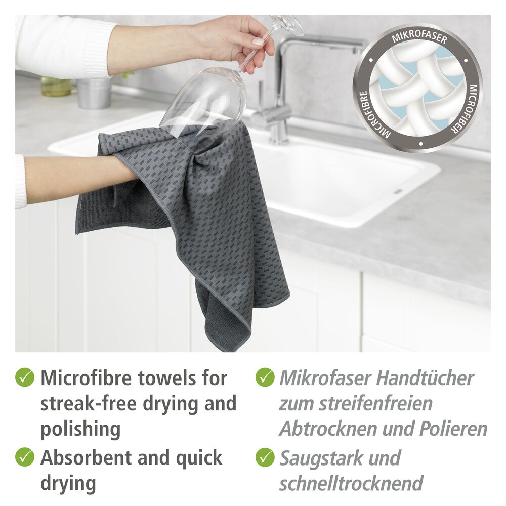 Torchons en microfibres Miko, lot de 2 pièces  En microfibre