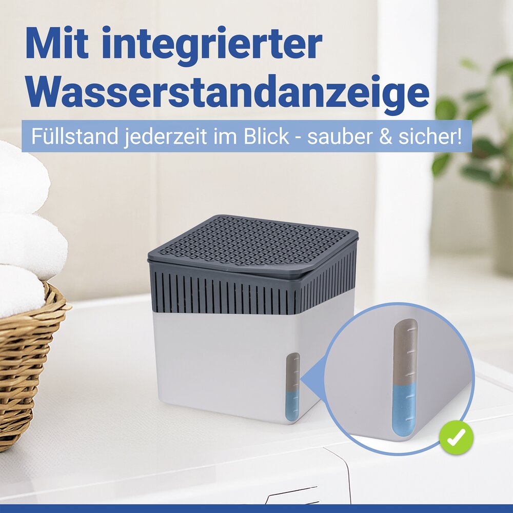 Luftentfeuchter Mod. Cube Grau 500 g  für Räume bis ca. 40 m³