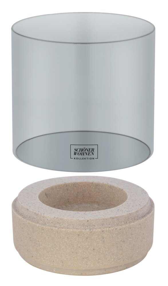 Bougeoir Mod. Canvel L, Beige  Verre pour bougie chauffe-plat, intérieur & extérieur