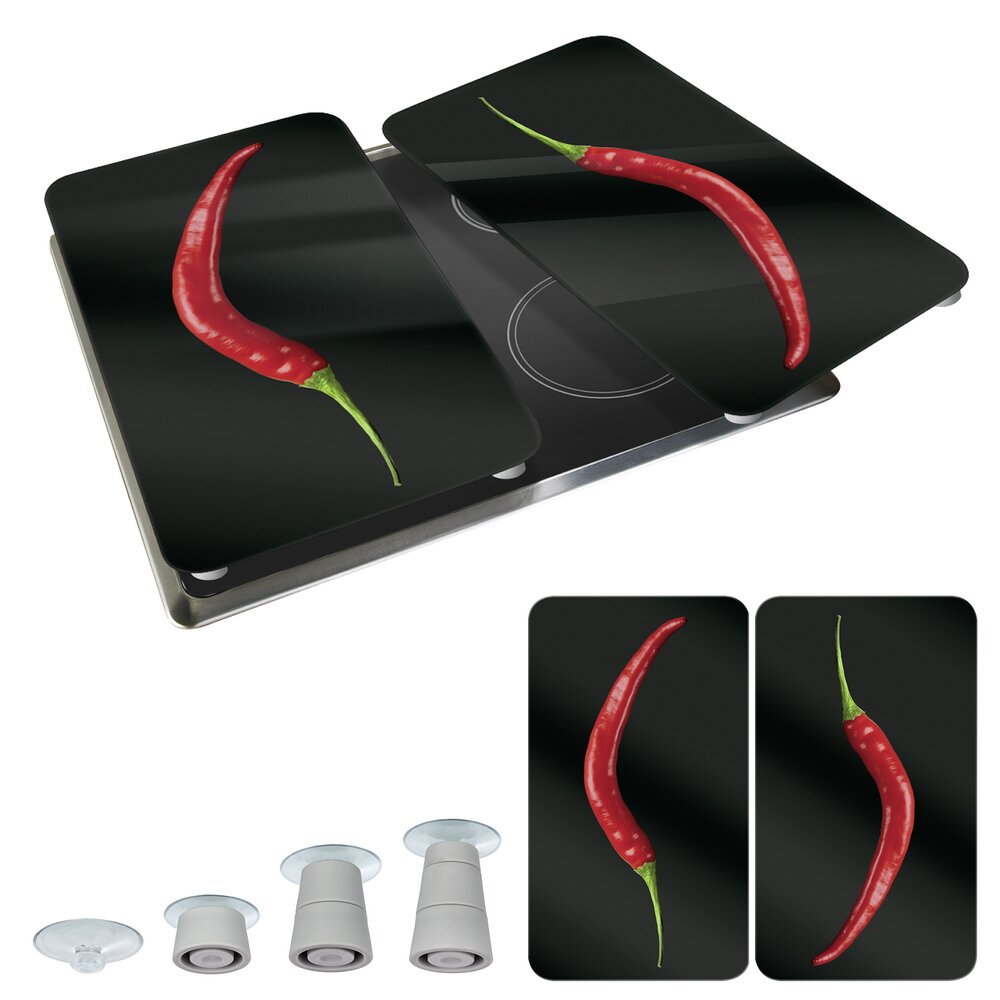 Herdabdeckplatte Universal Mod. Hot Peperoni, 2er Set  für alle Herdarten geeignet