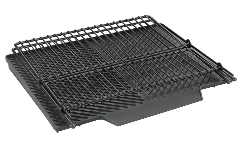 Abtropfmatte Mod. Nelia mit Abtropfgestell Schwarz  Geneigte Fläche für optimalen Wasserablauf