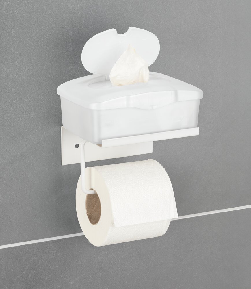 Toilettenpapierhalter Mod. Desulo Weiß  mit Ablage