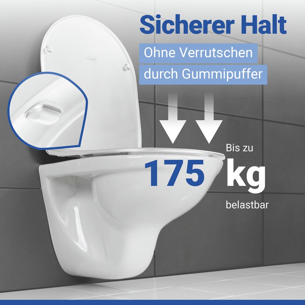 WC Sitz Mod. Galati Weiß matt  Toilettendeckel in D-Form mit Absenkautomatik