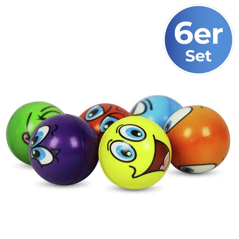 Anti-Stress Bälle 6er-Set  Stressbälle mit fröhlichen Gesichtern