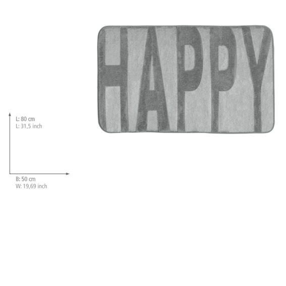 Badteppich Memory Foam Happy, Concrete Grey  50 x 80 cm