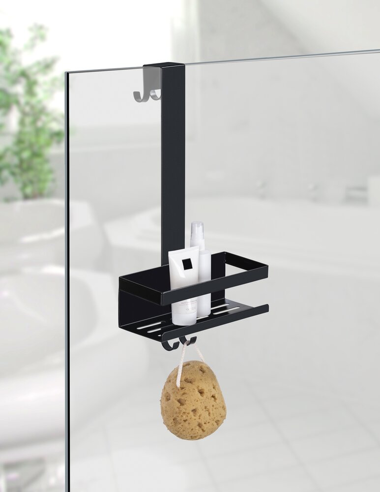Chariot de douche Mod. Bribano Uno, noir, acier inoxydable, 23x44,5x18 cm  accrocher sans percer