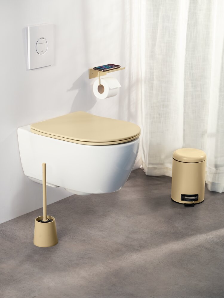 Siège WC Galati Beige mat  en plastique thermodurcissable, effet soft touch