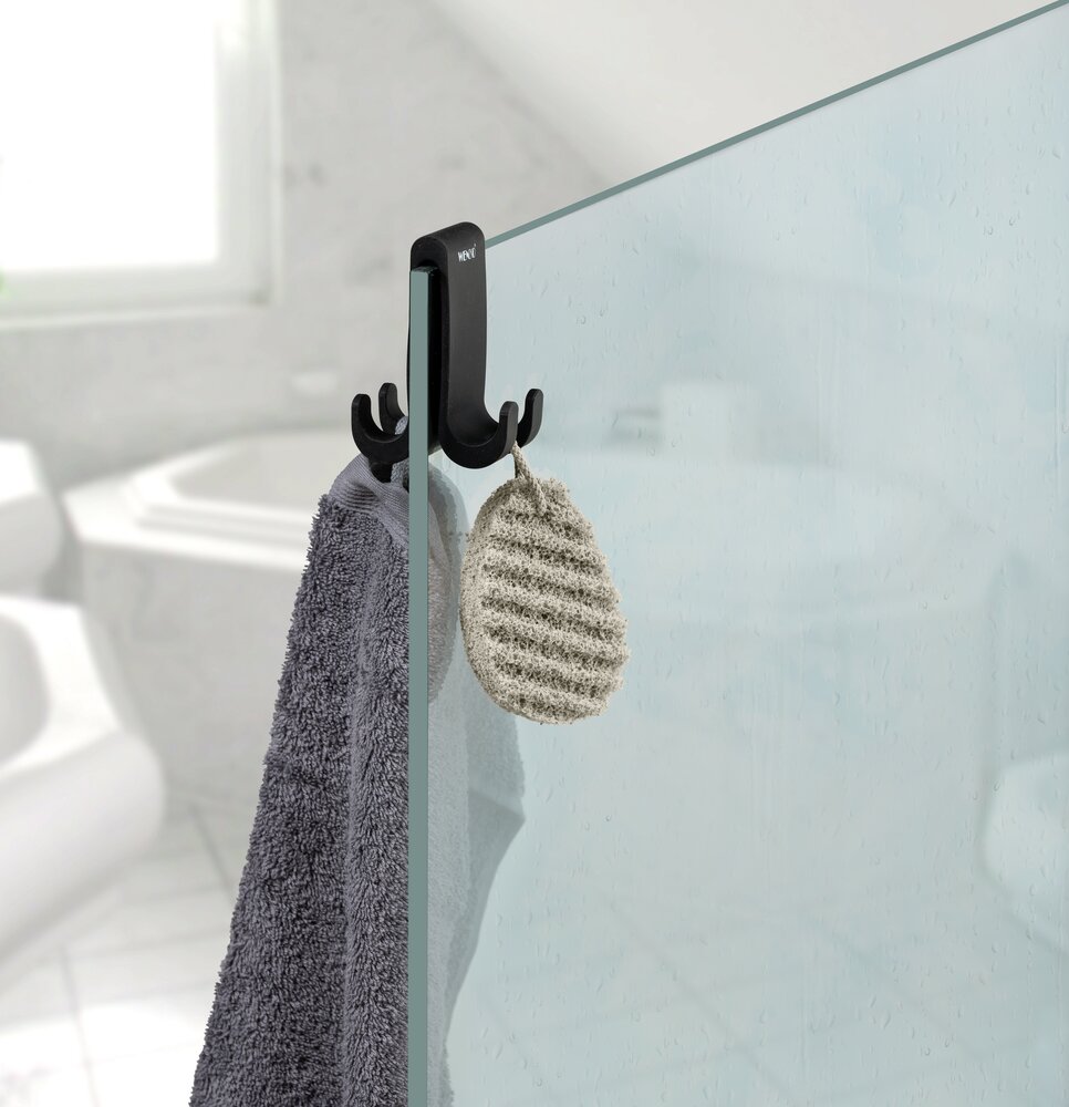 Crochet de douche double Verna Noir  En silicone