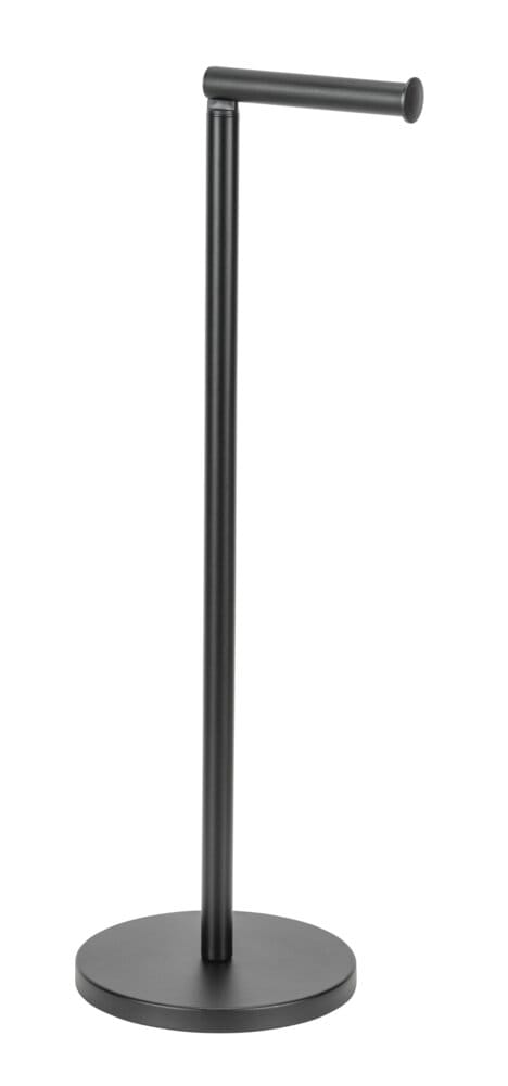 Stand Toilettenpapierhalter 2 in 1 Schwarz mit Toilettenpapier Ersatzrollenhalter, platzsparend
