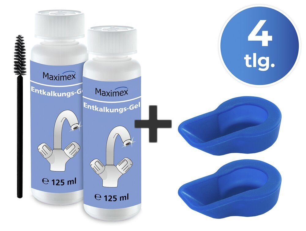 Anti-Kalk-Caps und Entkalkungsgel, 4-teiliges Set  mit frischem Zitrusduft