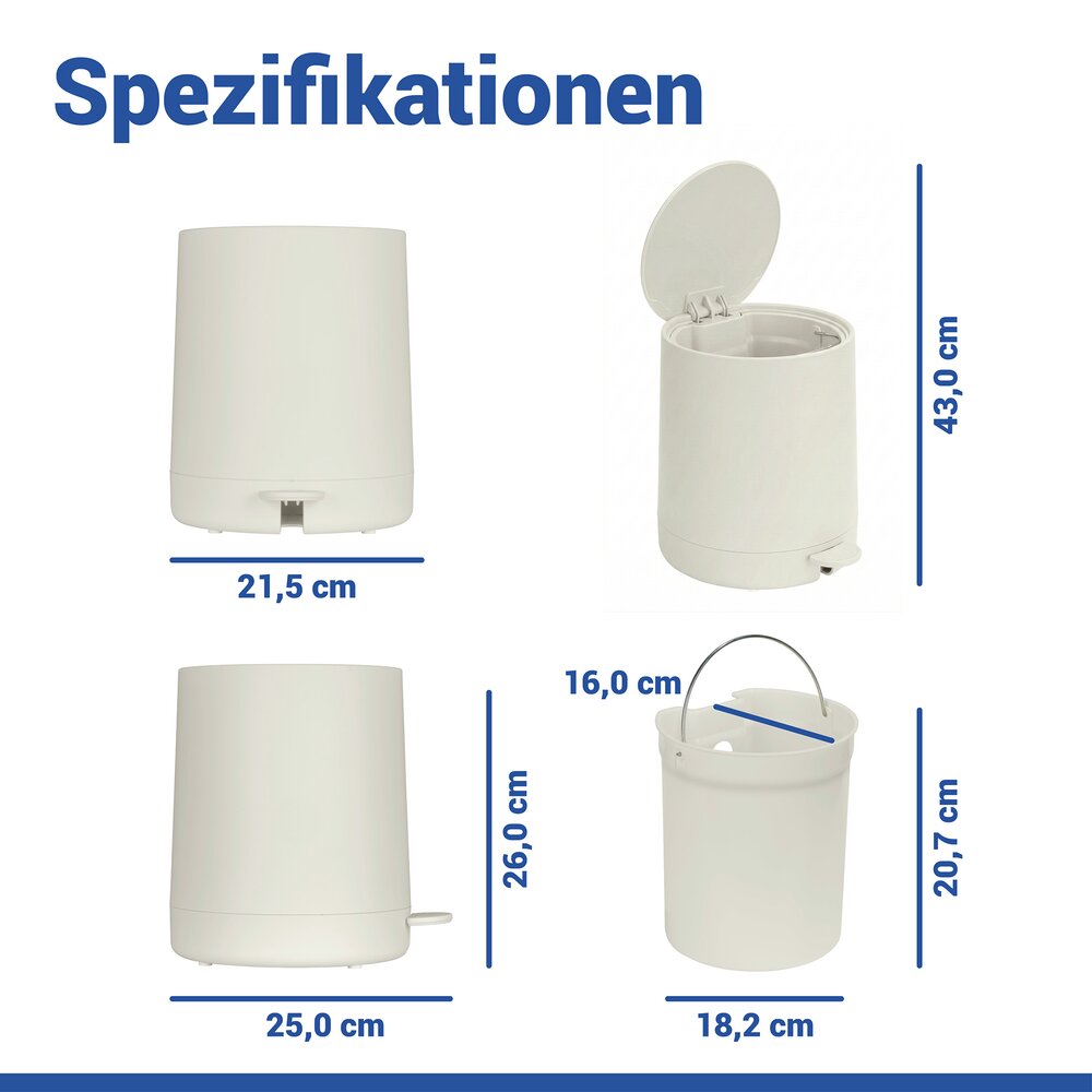 Kosmetik Treteimer Mod. Fablo Creme  mit Soft-Touch-Beschichtung, 5 L