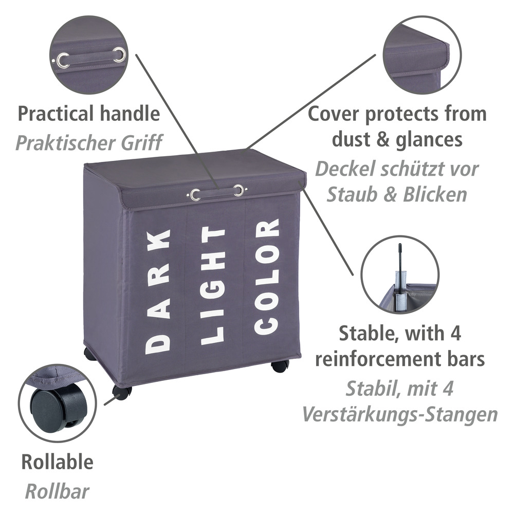 Wäschesammler Mod. Trivo Grau  Wäschekorb, 116 l