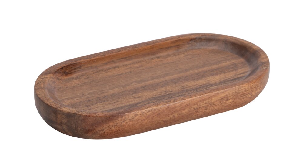 Salière et poivrière Mod. Refia, blanc, céramique, bois d'acacia, 75ml  avec plateau en acacia FSC